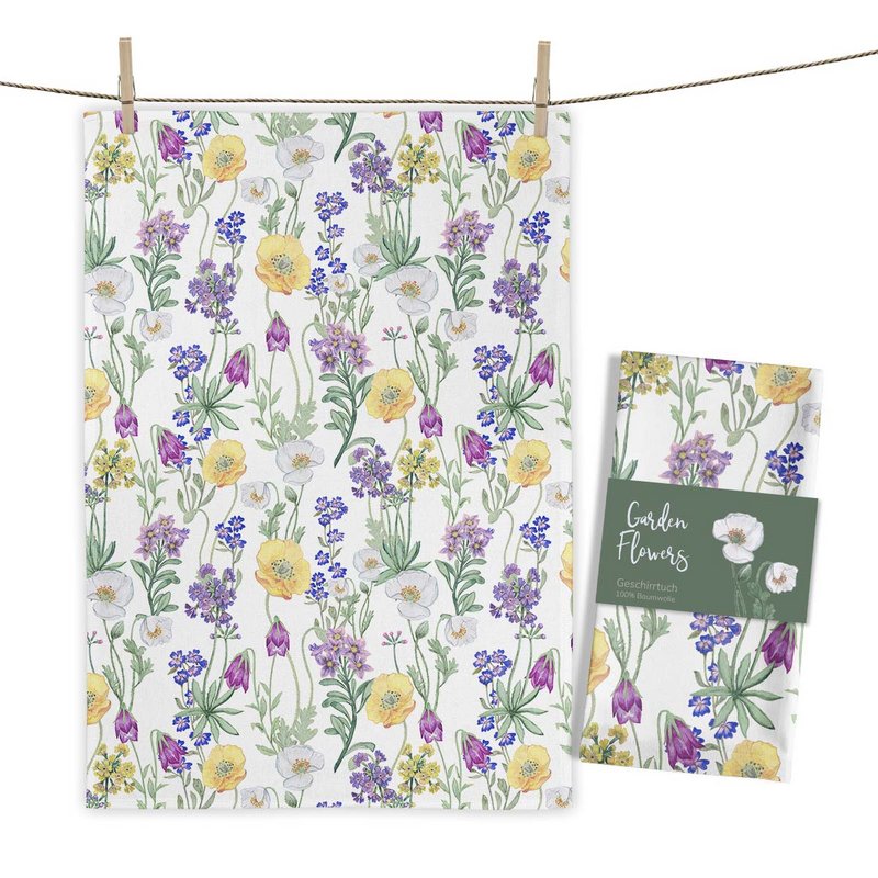 Garden Flowers tea towel