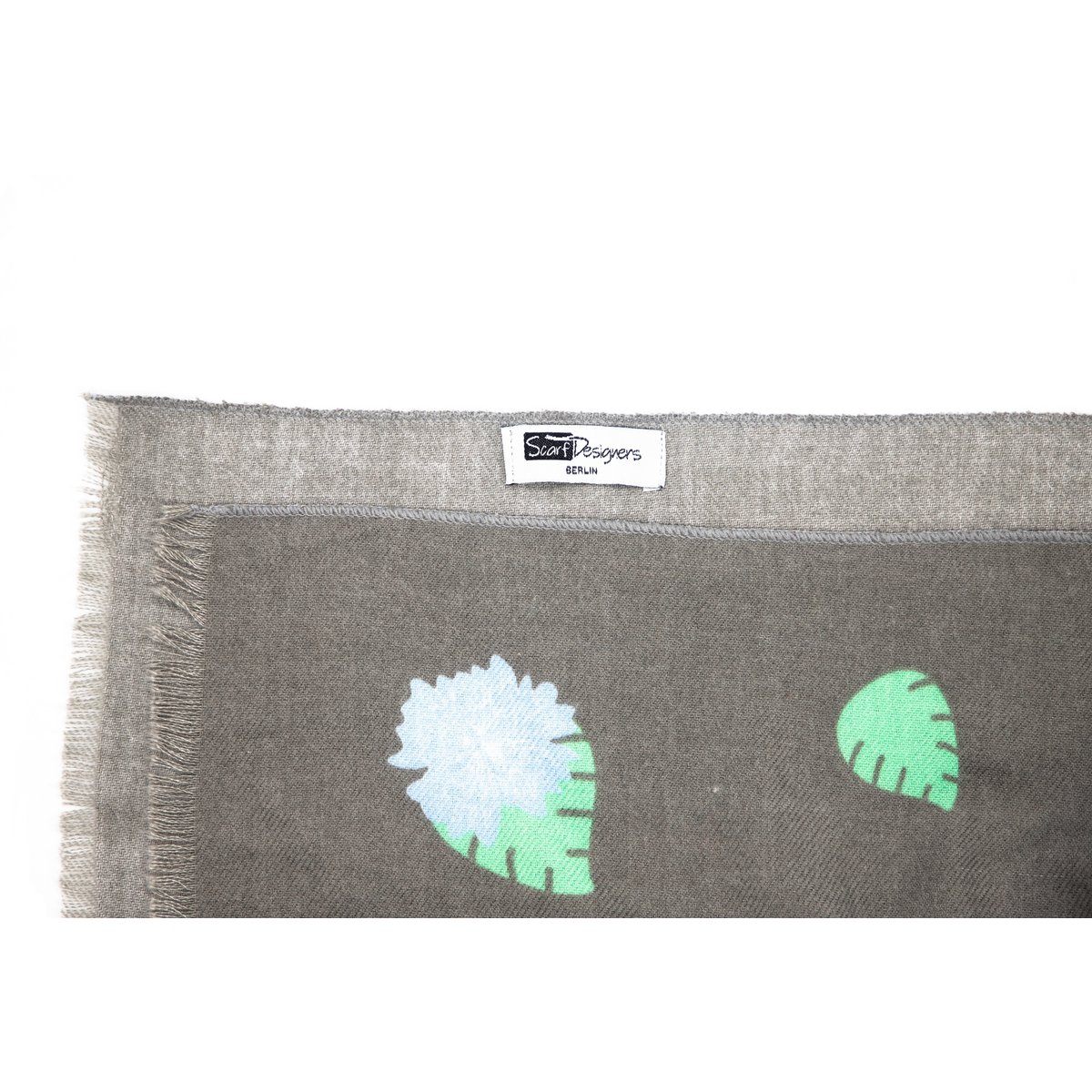 Écharpe en coton avec imprimé flamant - gris