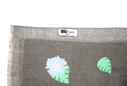 Écharpe en coton avec imprimé flamant - gris