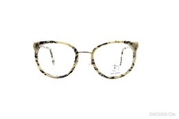 Stylish tortoiseshell-patterned eyeglasses with a round, cat-eye frame shape.