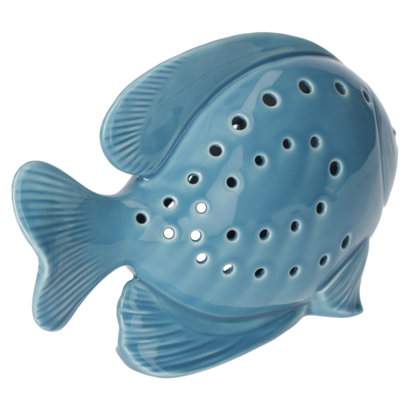Turquoise fish candle holder h 17x27x10 cm