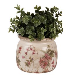 Flowerpot Ø 16x13 cm Beige pink ceramic flower flowerpot inside