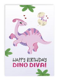 Biglietti d'auguri Dinosauro Congratulazioni Dino Girls // Set 3 pezzi