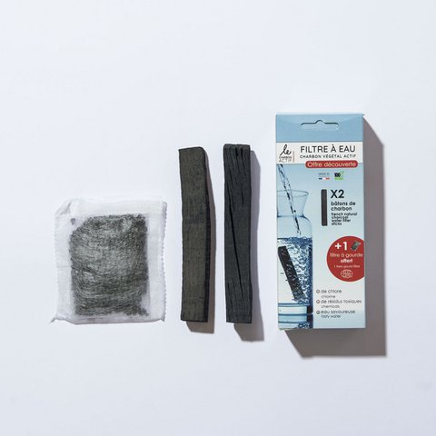 Discovery pack 2 sticks of French charcoal + 1 free bottle filter