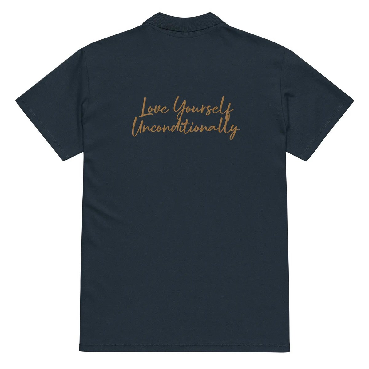 Polo de piqué Self Love Premium con bordado Old Gold
