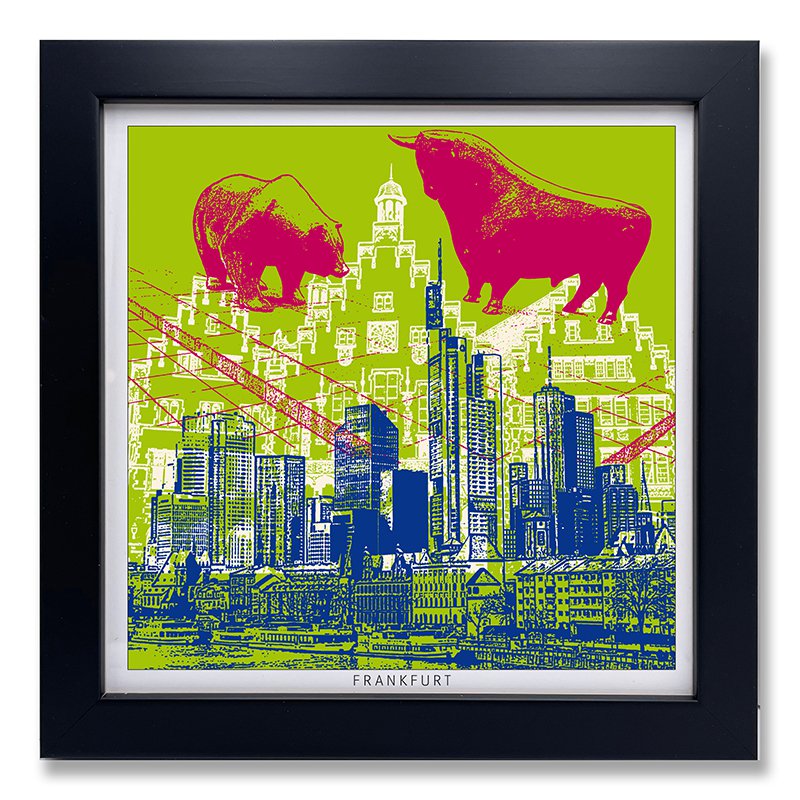 Art Print Frankfurt 01 in black wooden frame