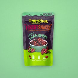 Freeze-dried cranberries, 25g. Cranberry snacks with a sweet and tart flavor. Suitable for a healthy snack or addition to recipes.