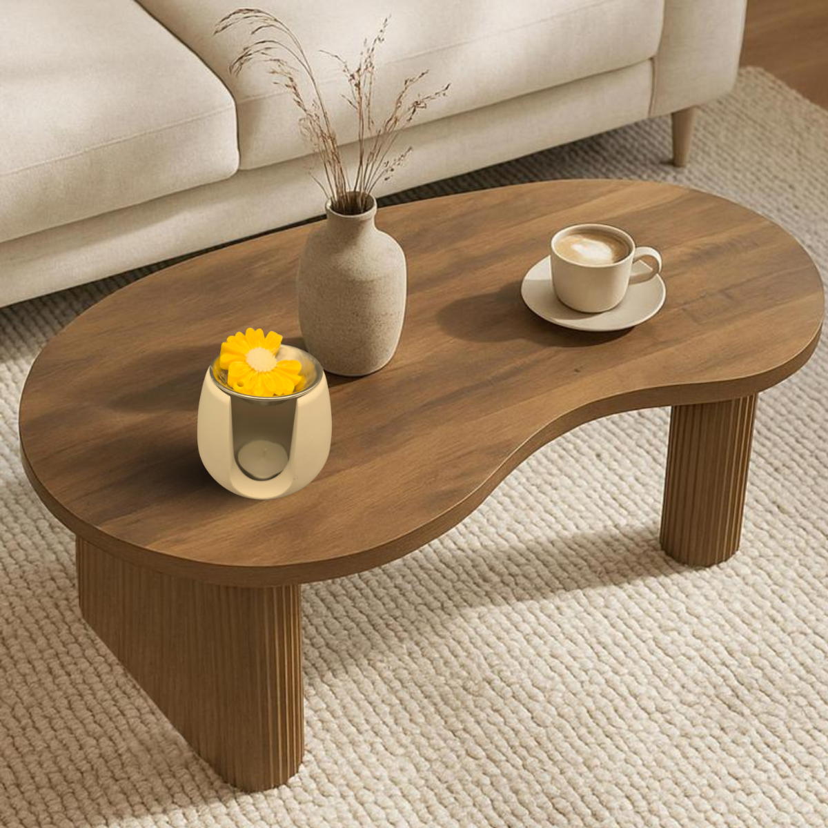 LAVURI® Wax Melter made of cast ceramic, tealight + white metal pot, wax melts not included