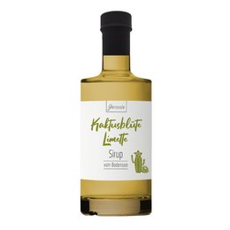 Organic cactus blossom lime syrup with a sweet and tangy flavor, perfect for cocktails, mocktails, and other beverages.
