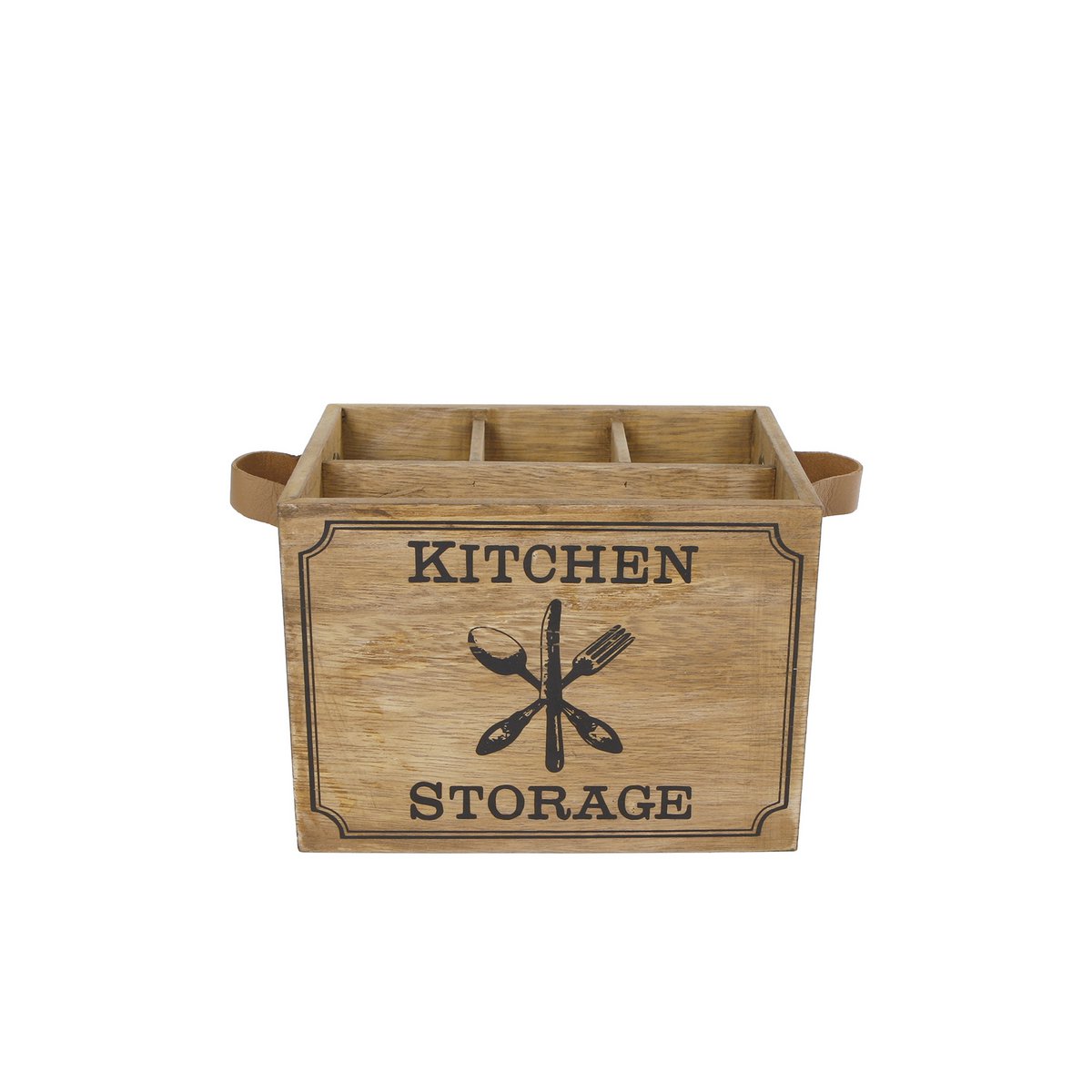 Portaposate in legno Portaoggetti da cucina manico in pelle 17x125x125cm