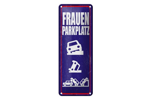 Tinnen bord met de tekst 27x10 cm damesparkeerplaats grappig decoratief bord