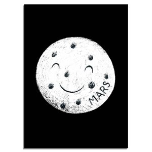 Kids room poster Mars - Planets series - Black white