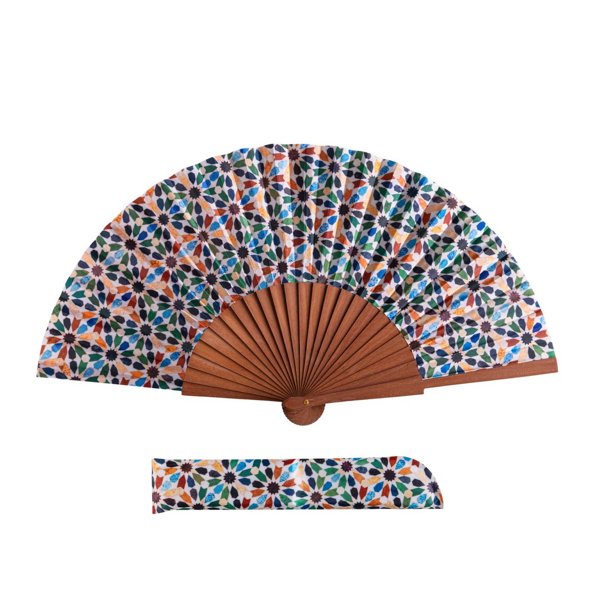 Interlacing Tile Satin Hand Fan Albaida 23 cm