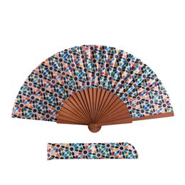 Interlacing Tile Satin Hand Fan Albaida 23 cm