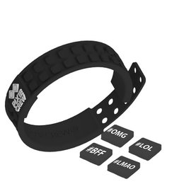 PIXIE CREW Silicone Bracelet – Hashtags #LMAO #OMG #BFF #LOL, Black