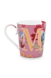 Pink Floral Fantasy Alphabet Krus - M - 350ml