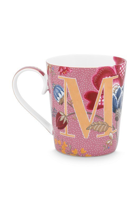 Pink Floral Fantasy Alphabet Krus - M - 350ml