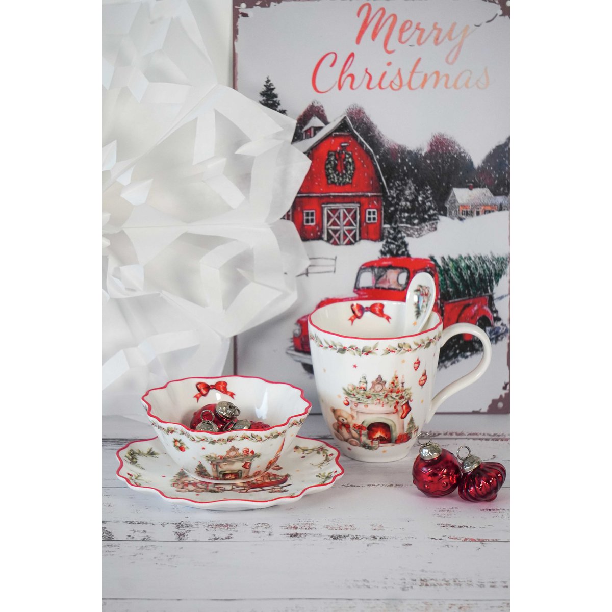 Cuillère en porcelaine Vintage Noël 13 cm Isabelle Rose