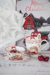 Cuillère en porcelaine Vintage Noël 13 cm Isabelle Rose