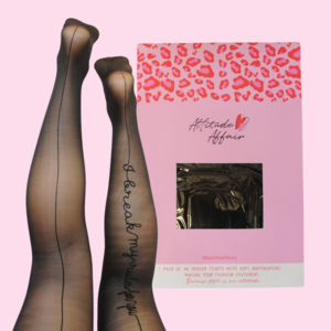 1-Pair #StatementTights I BREAK MY RULES FOR YOU "Message on Tights" schwarze Strumpfhose 40 DEN