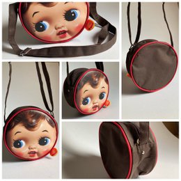 Shoulderbag round - retro doll head