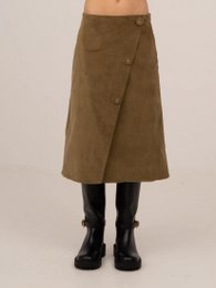 Pace Khaki Velvet Midi Skirt