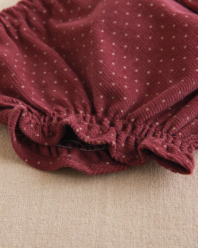Purple corduroy baby girl dress with matching bloomers P70-11604022
