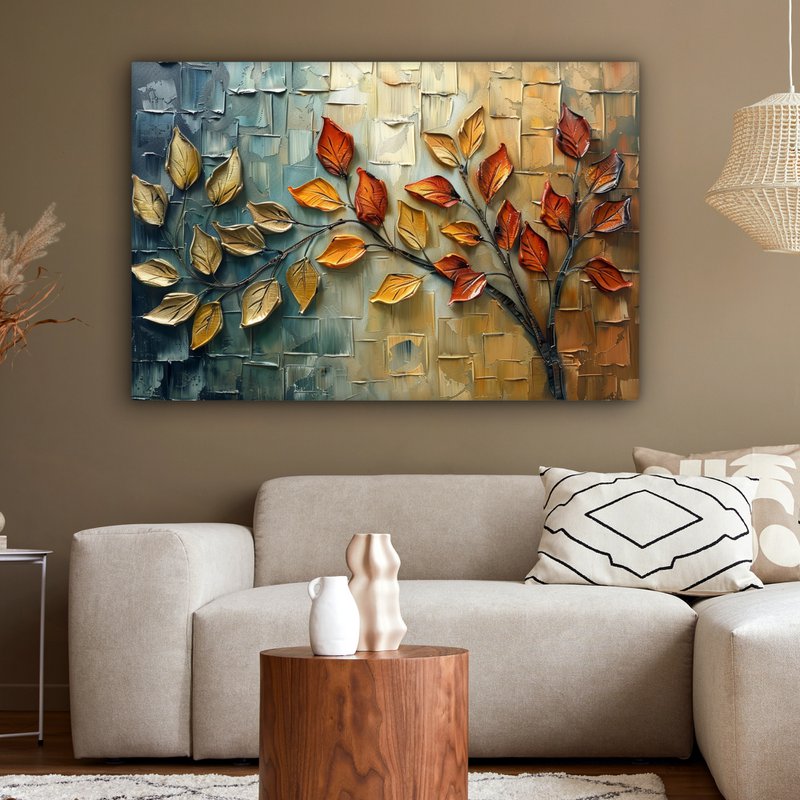 Canvas schilderij  - Wanddecoratie Boom - Abstract - Natuur - Kunst - Muurdecoratie woonkamer - Kamer decoratie modern - Abstracte schilderijen