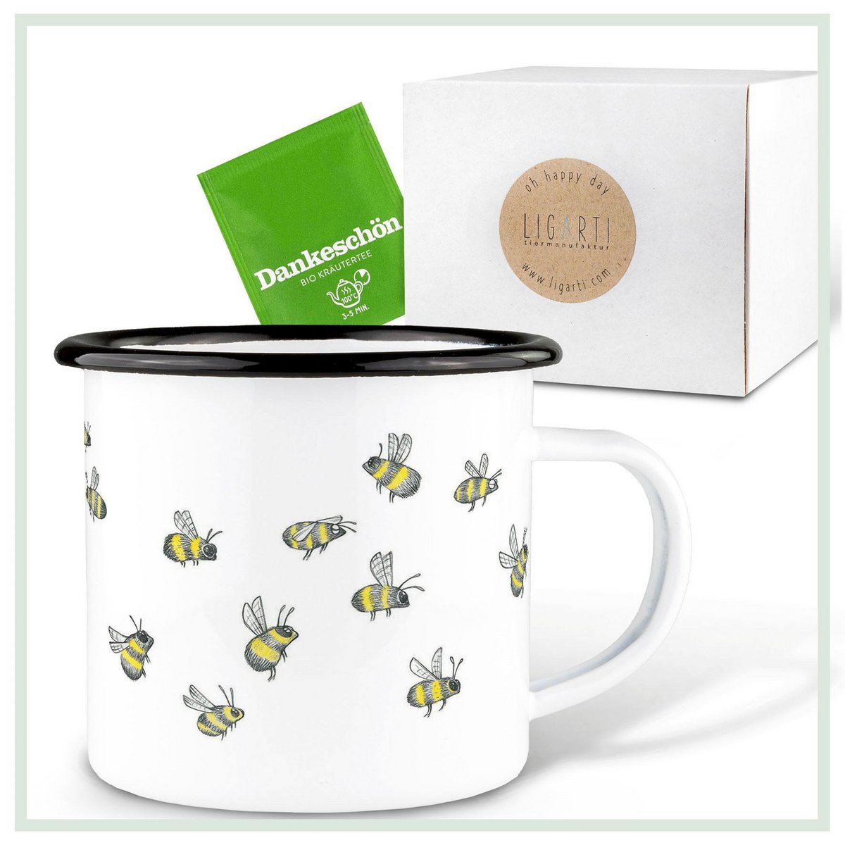 Emailletasse – Bienenschwarm