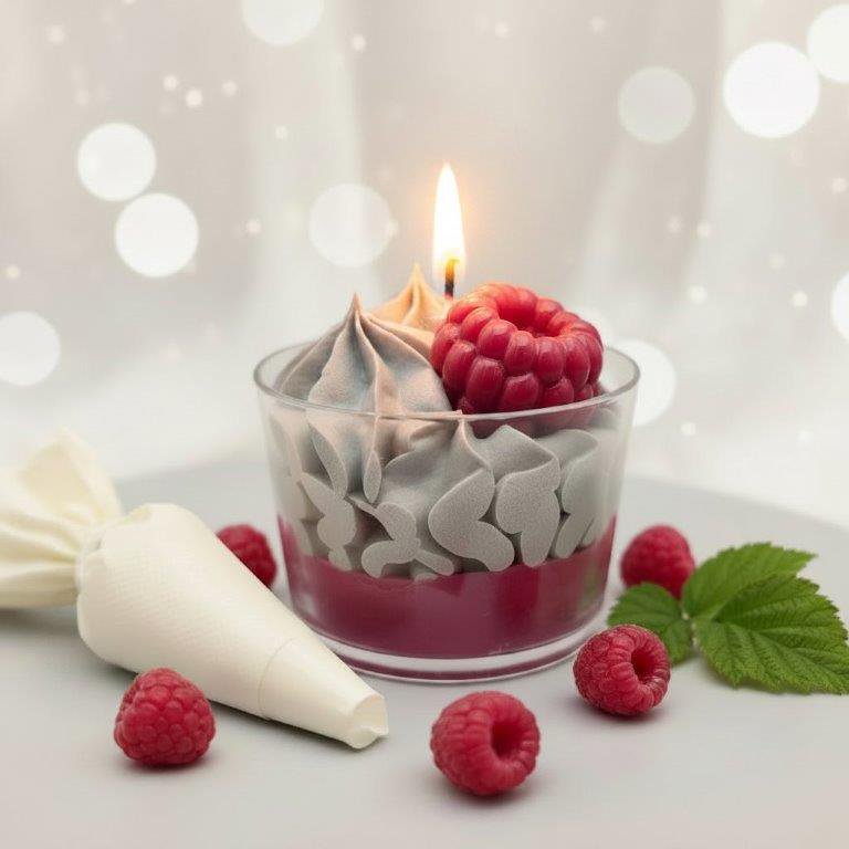 LAVURI N° 05 Baie Sauvage Gourmet Dessert Candle CUP, fruity framboise scent, Ash & Ruby colored, handmade bio vegan soy wax - Duftkerze