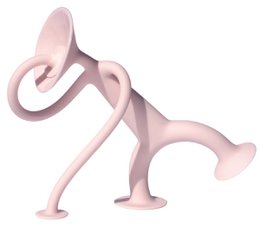 Flexible, bendable pink sensory toy with unique abstract shape. Suitable for ages 3 and up, encourages tactile exploration and fine motor skills development.