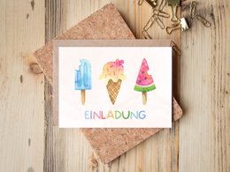 Is fødselsdagsfest invitationskort til piger og drenge, is invitationskort til børn at udfylde med konvolutter til is fødselsdagsfest