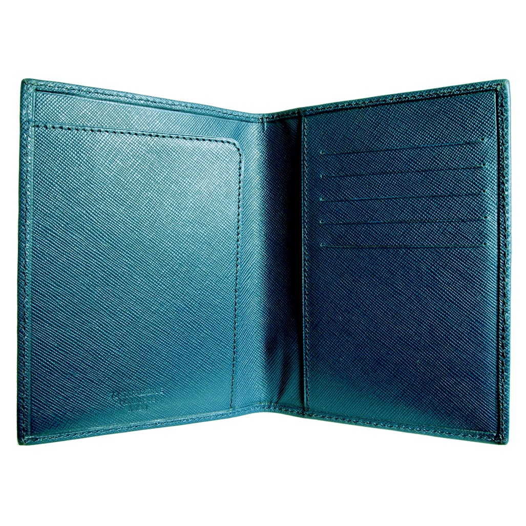 Saffiano Tweekleurige Paspoorthoes Blauw-Teal