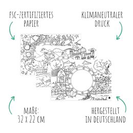 12 placemats om motiefmix fantasie, boerderij, ruimte in te kleuren