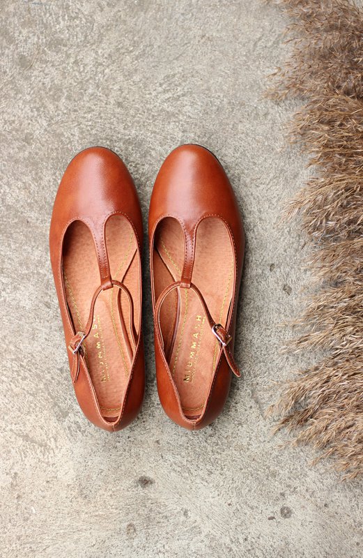 Lederballerinas - Lotta - Cognacbraun 34-42