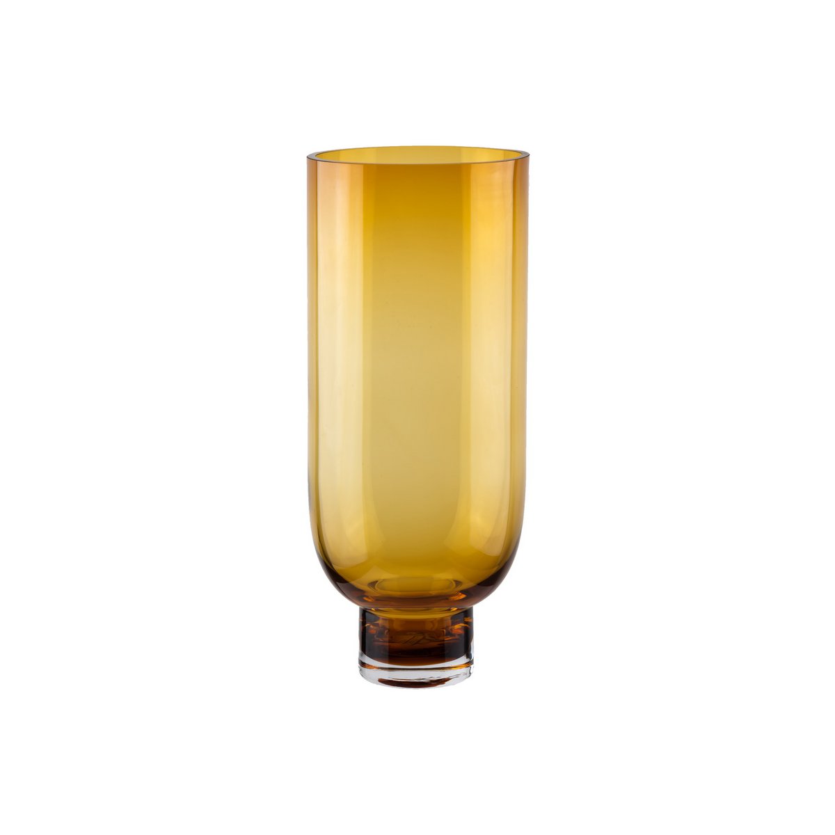 Vaso alto moderno e sobrio in vetro, forma cilindrica su base solida, caldo arancio scuro, OMAHA18AM
