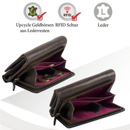 Sunsa Damen Geldbörse. Leder Geldbeutel. Portemonnaie mit RFID Schutz. Brieftasche aus Leder. Große Geldbörse für Frauen mit vielen Kreditkartenfächern- Wallet für Damen, Geschenkidee