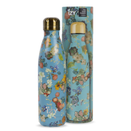 Floral patterned thermos bottle with a capacity of 500ml, featuring a stainless steel construction and double-walled insulation to keep contents warm for 12 hours.