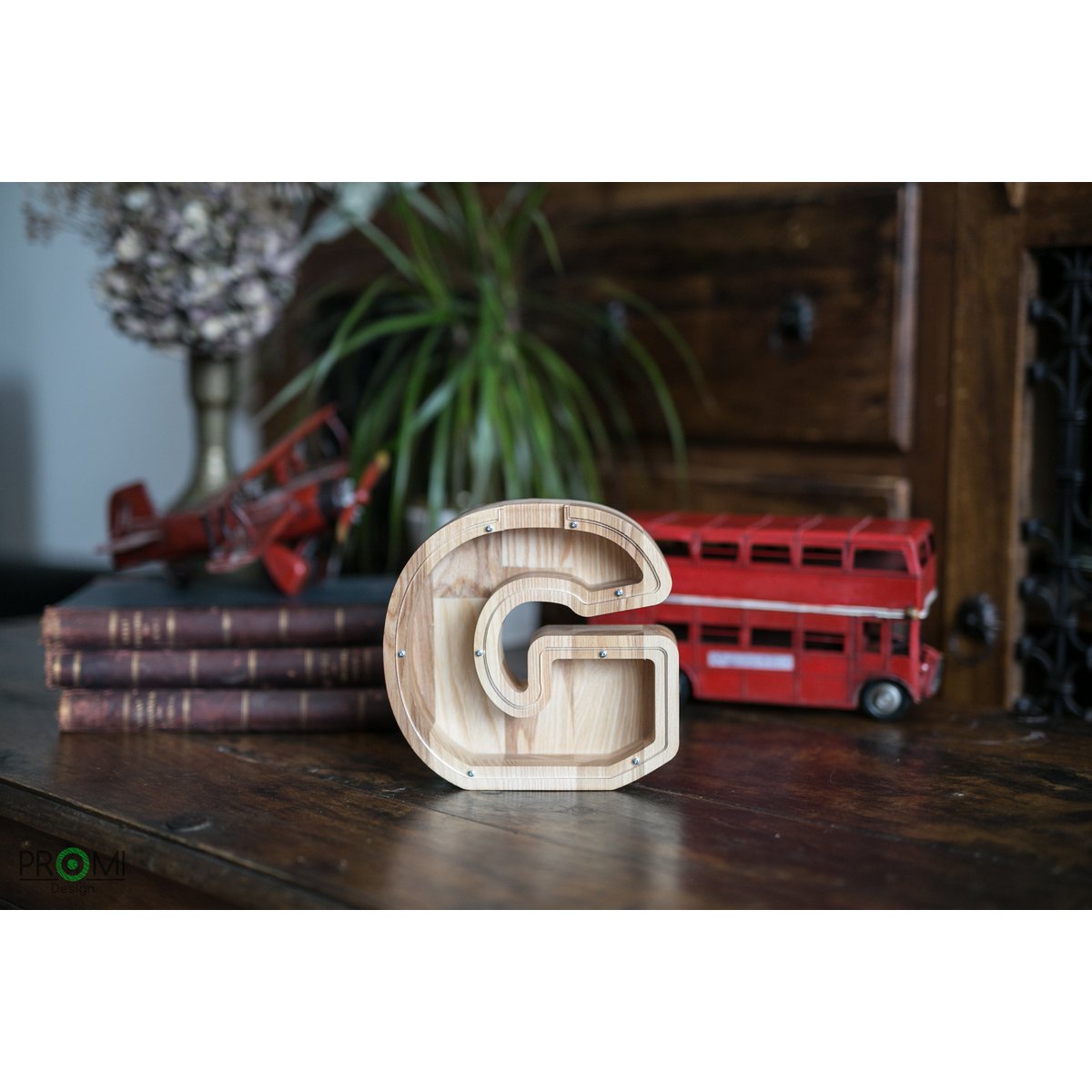 Wooden Piggy Bank Lille, brevpengebank, møntkasse, træboksepenge, sparer pengeboks