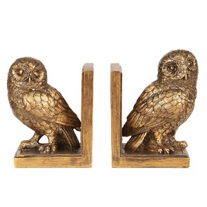 BookRests Set von 2 Eulen 12x8x16 cm Goldfarbe Polyresin Buchhalter