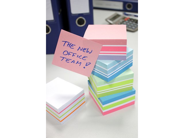 Info notes 75x75mm assorti blok a 400 vel wit, 3 soorten blauw