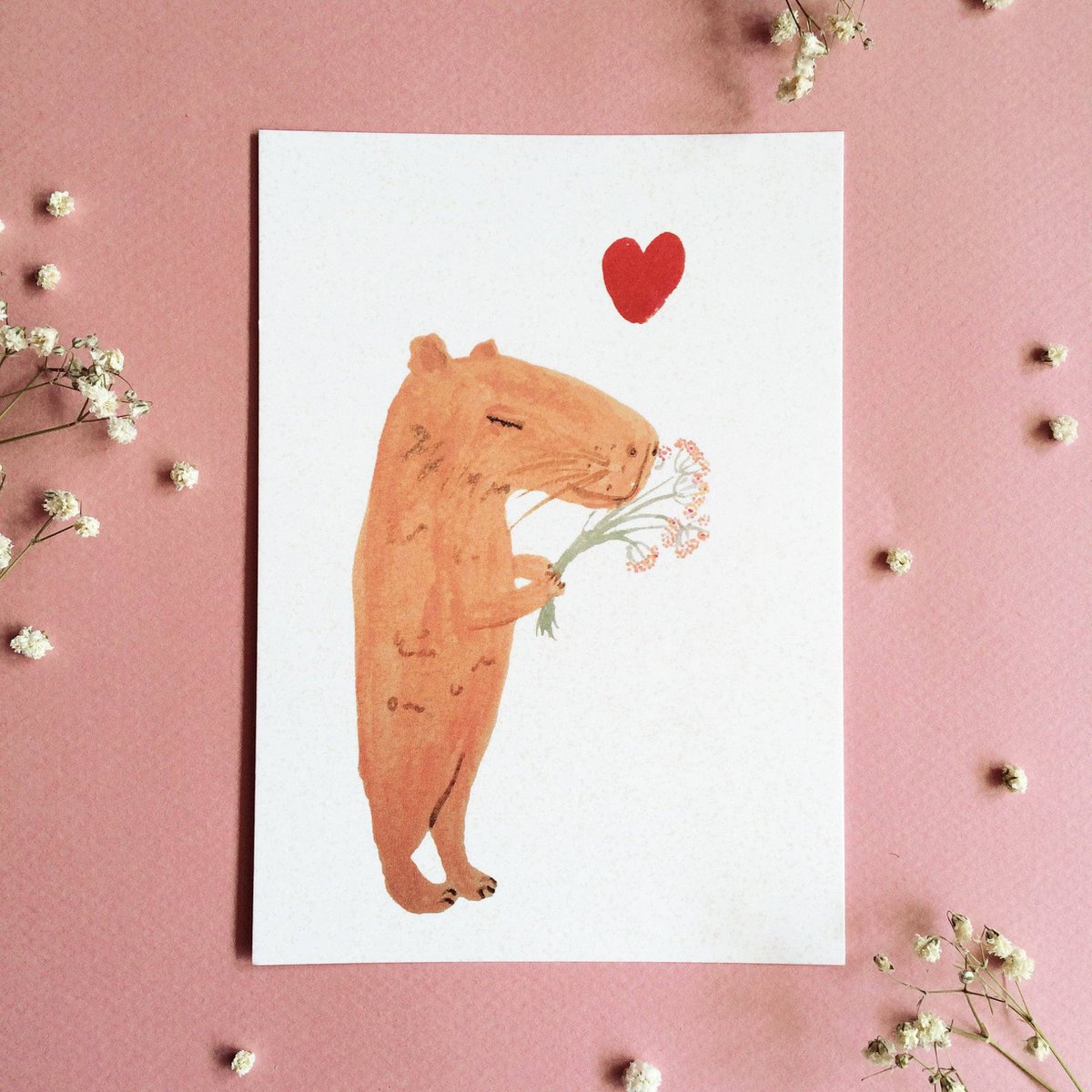 Capybara love Postcard (eco friendly)