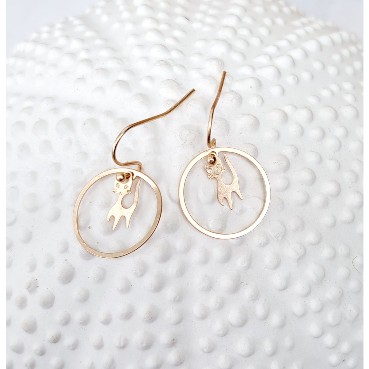 Pendientes - Minimalismo - Gatito - oro