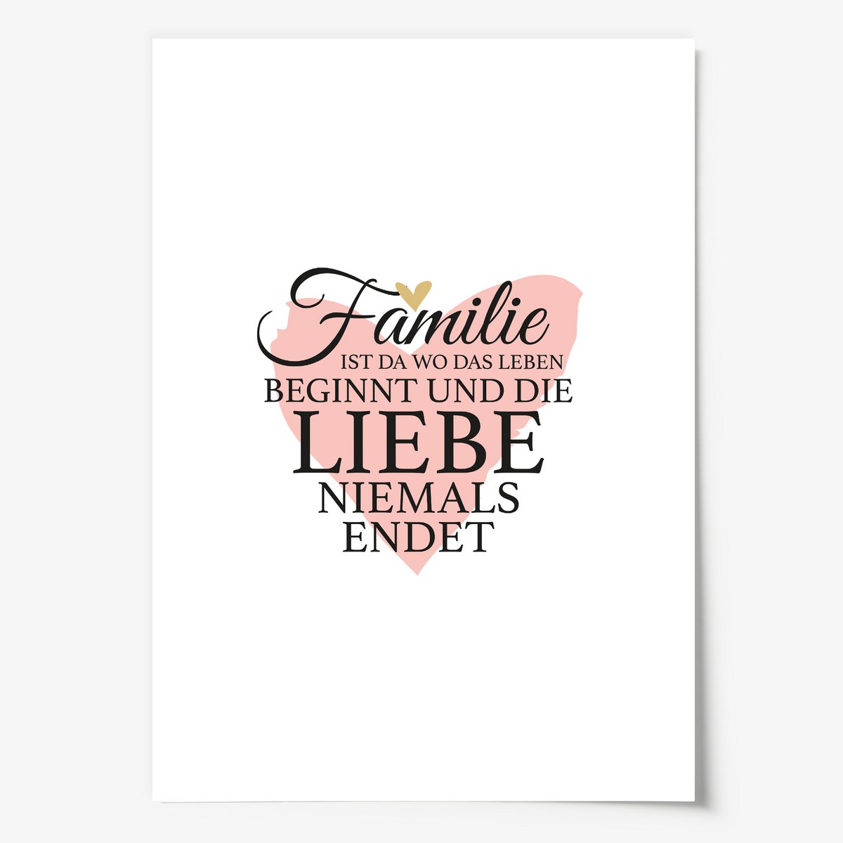 Poster: Familie ist da wo das Leben beginnt und die Liebe niemals endet