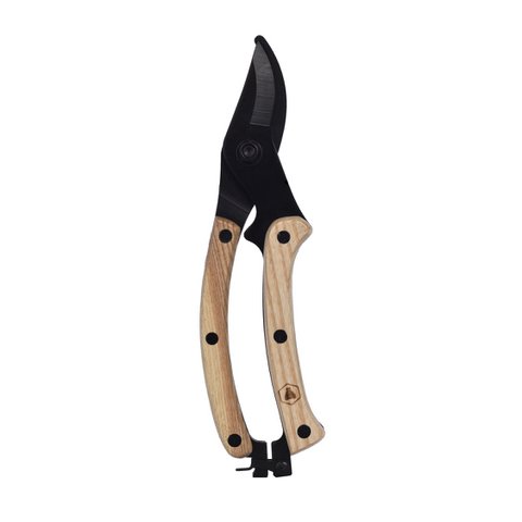 LAGUIOLE, Black and Wood Secateurs, Lightweight, Fresh Branches and Twigs, Ergonomic, Gardening, Stainless Steel Blade, Natural Ash Wood Handle, Black