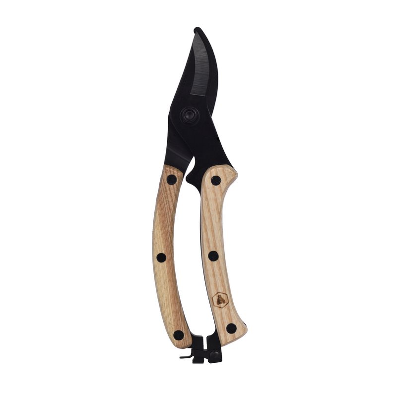 LAGUIOLE, Black and Wood Secateurs, Lightweight, Fresh Branches and Twigs, Ergonomic, Gardening, Stainless Steel Blade, Natural Ash Wood Handle, Black