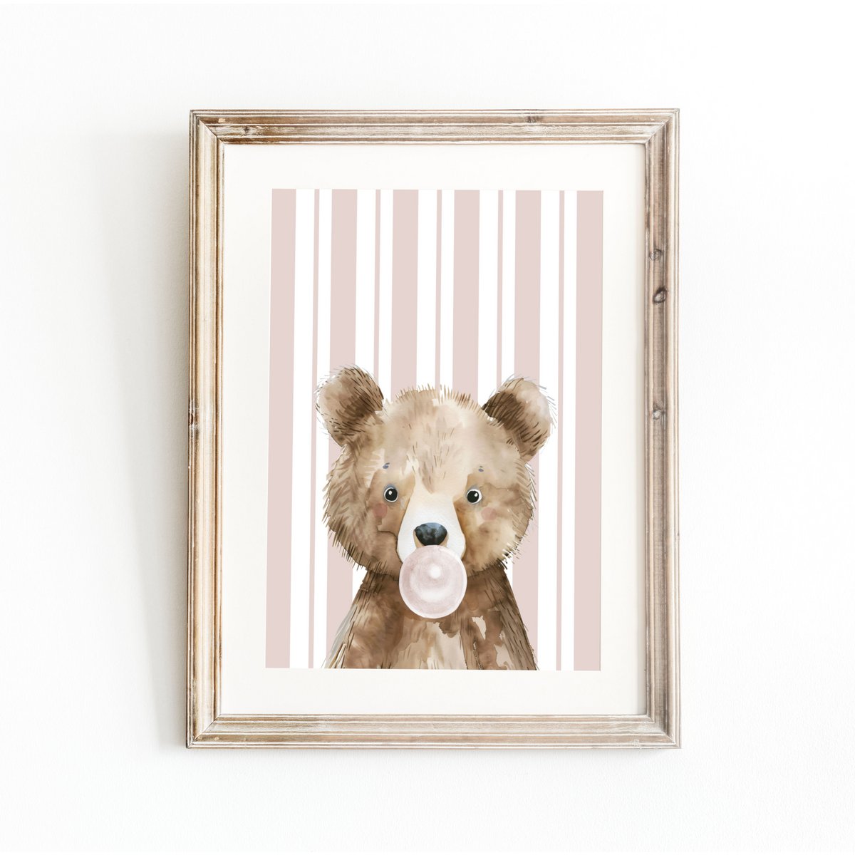 Bear bubble gum poster, woodland animals poster, bear print, cute bear poster, girls room poster, girls nursery art print, girls room