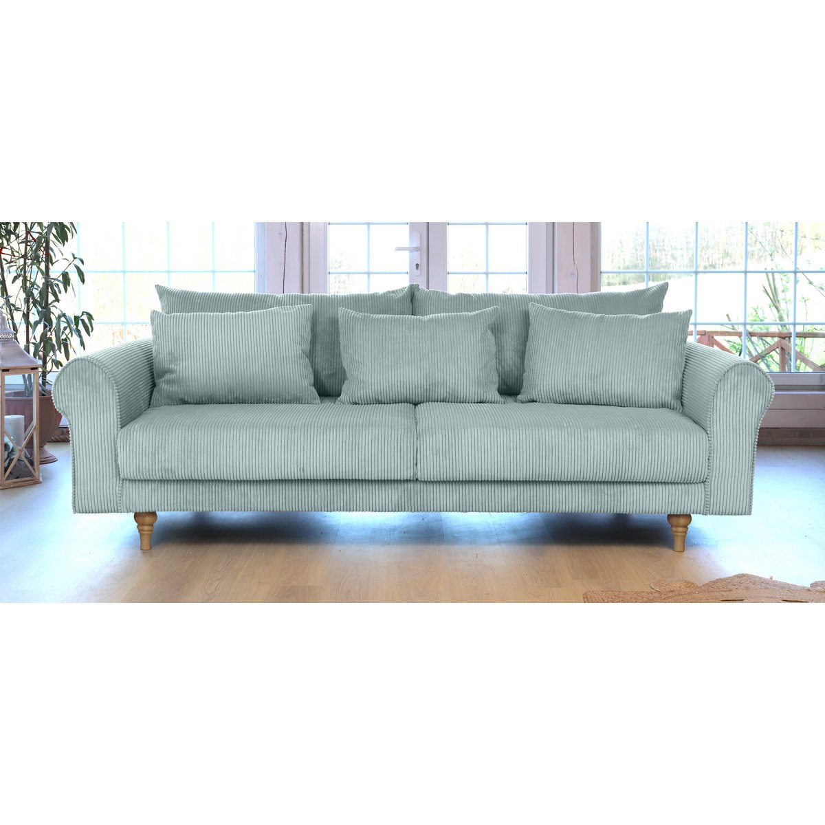 ASTRID 4-zitsbank/slaapbank Corduroy Dusty Blue afneembare en wasbare hoezen