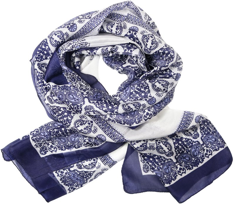 WS Scarf Silk Santorini Navy