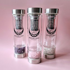 Glazen Drinkfles Met Filter Edelsteen Waterfles Bergkristal – 400 ml